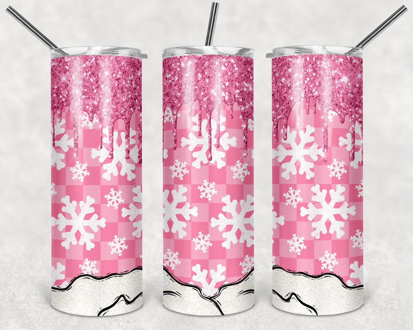 Pink Snowflake 20 oz Skinny Tumbler