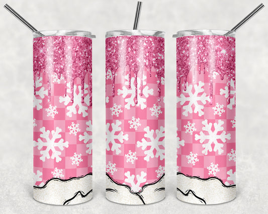 Pink Snowflake 20 oz Skinny Tumbler