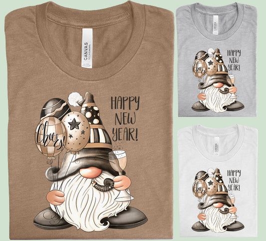 Happy New Year Gnome Graphic Tee