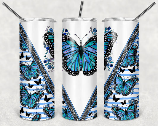 Blue Butterfly 20 oz Skinny Tumbler
