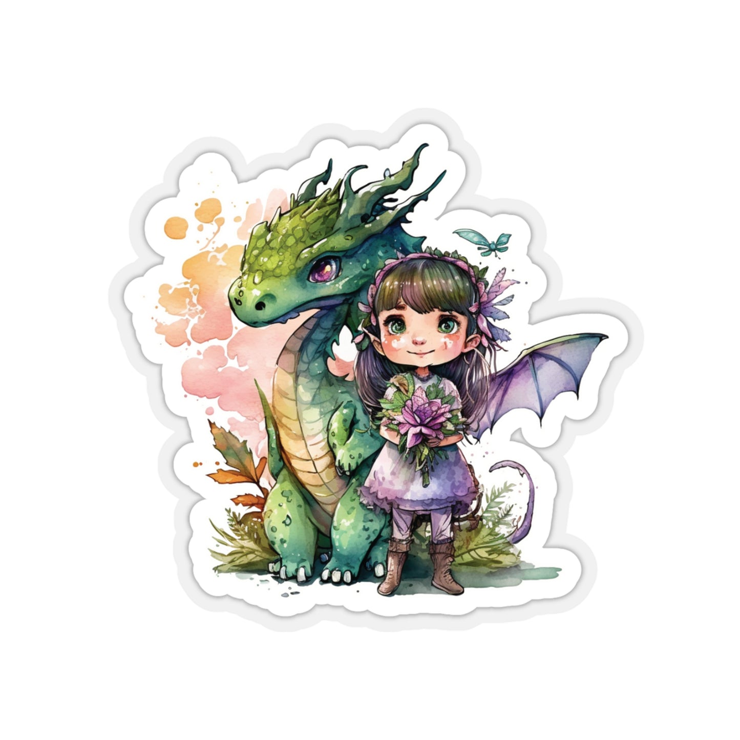Fairy Dragon Watercolor Sticker Bright Colors | Vinyl Sticker | Water Bottle Stickers | Laptop Sticker | Planner Sticker