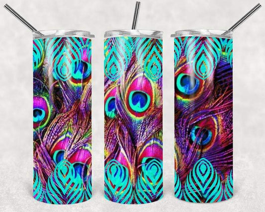 Peacock 20 Oz Skinny Tumbler