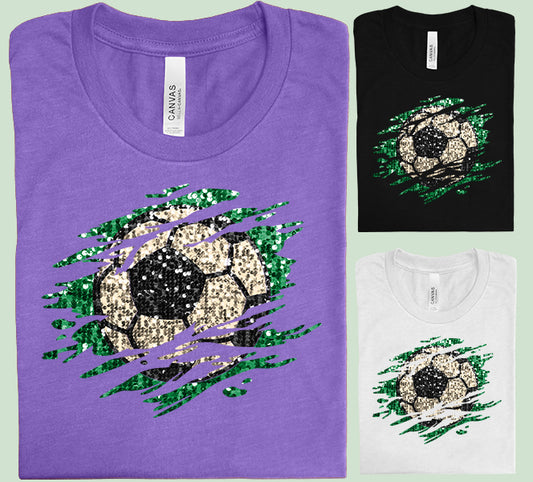 Faux Glitter Soccer Ball Graphic Tee