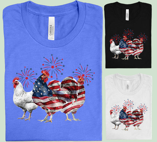 Patriotic Chickens Graphic Tee