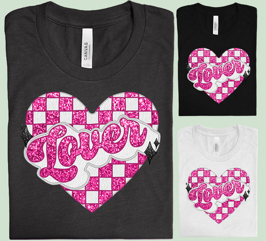 Lover Faux Glitter Graphic Tee