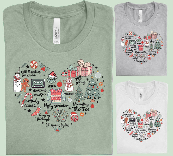 Christmas Heart Collage Graphic Tee