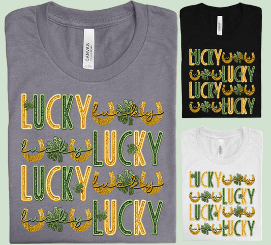 Lucky Faux Glitter Graphic Tee