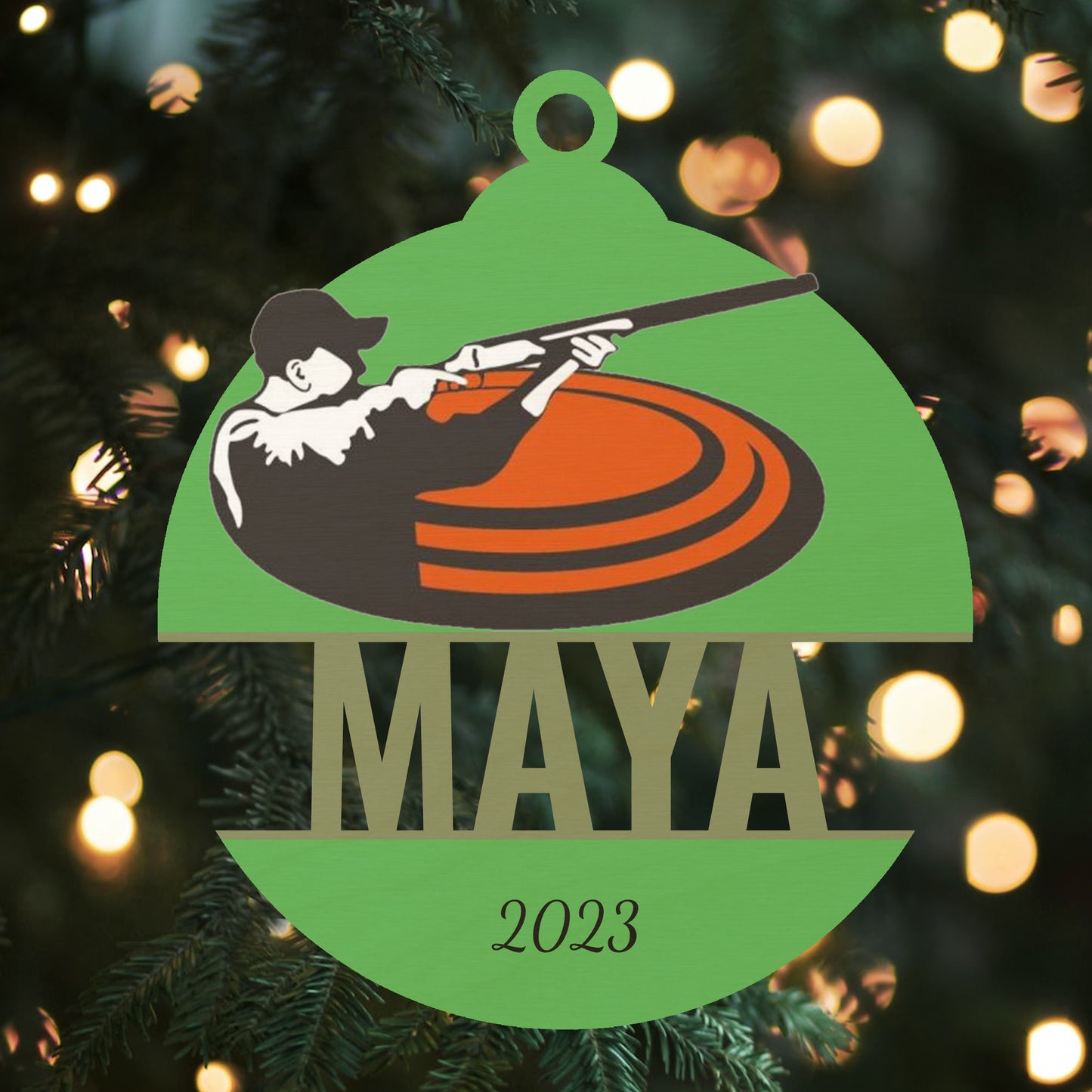 Custom Wood Ornament with Name - Trap Shooting
