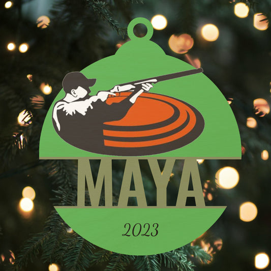 Custom Wood Ornament with Name - Trap Shooting