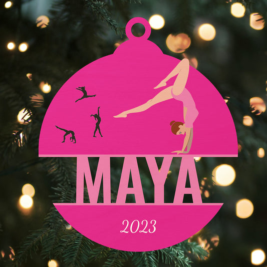 Custom Wood Ornament with Name - Gymnastics