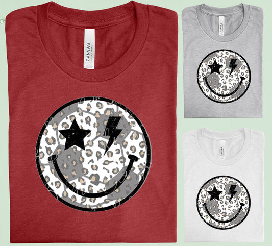 Soccer Leopard Smiley Graphic Tee Graphic Tee