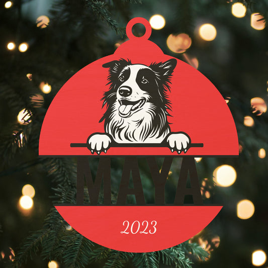 Custom Wood Ornament with Name - Border Collie