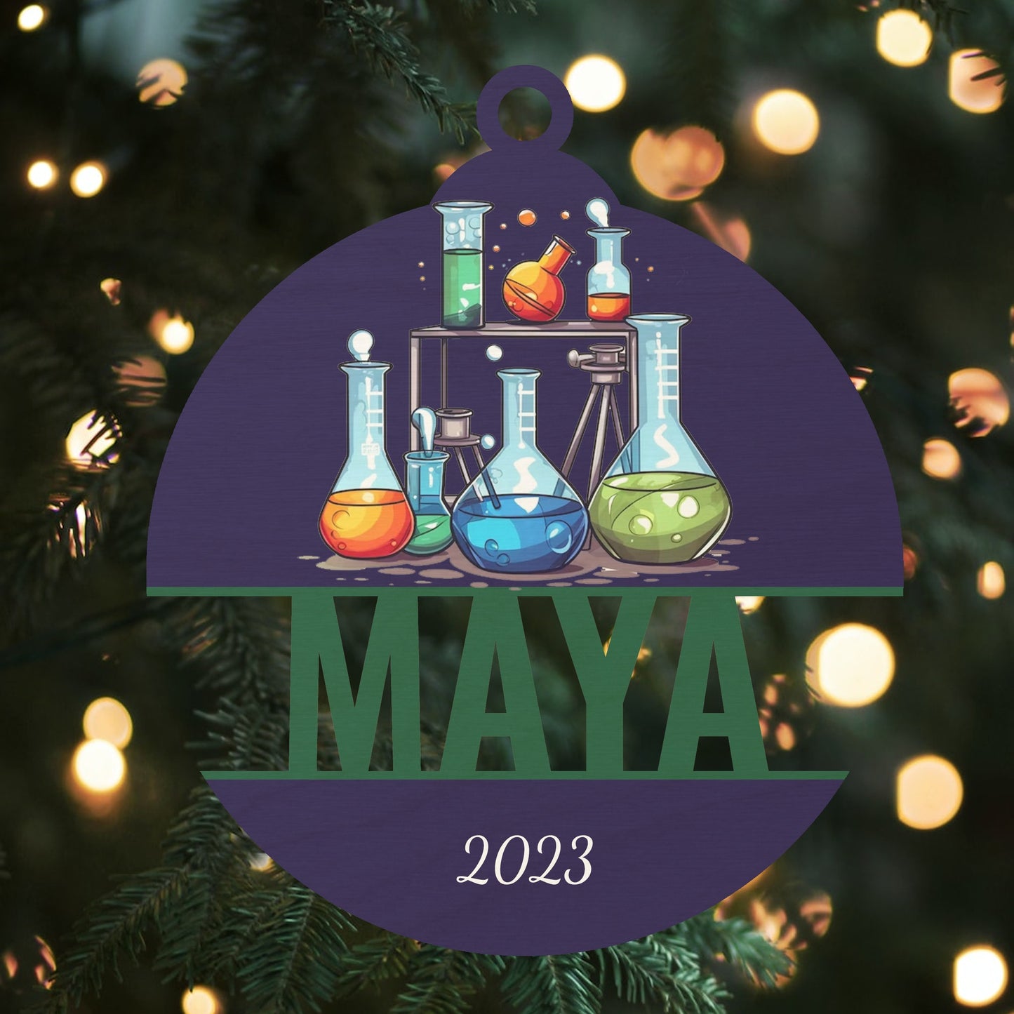 Custom Wood Ornament with Name - Chemistry