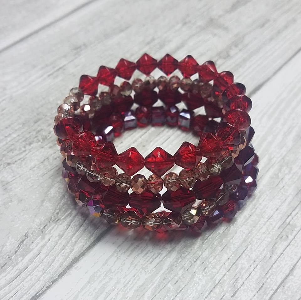 Sugar Stack Wrap Bracelet - Red And Gold Bracelet