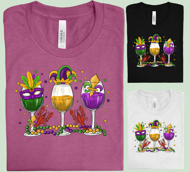 Mardi Gras Wine Graphic Tee