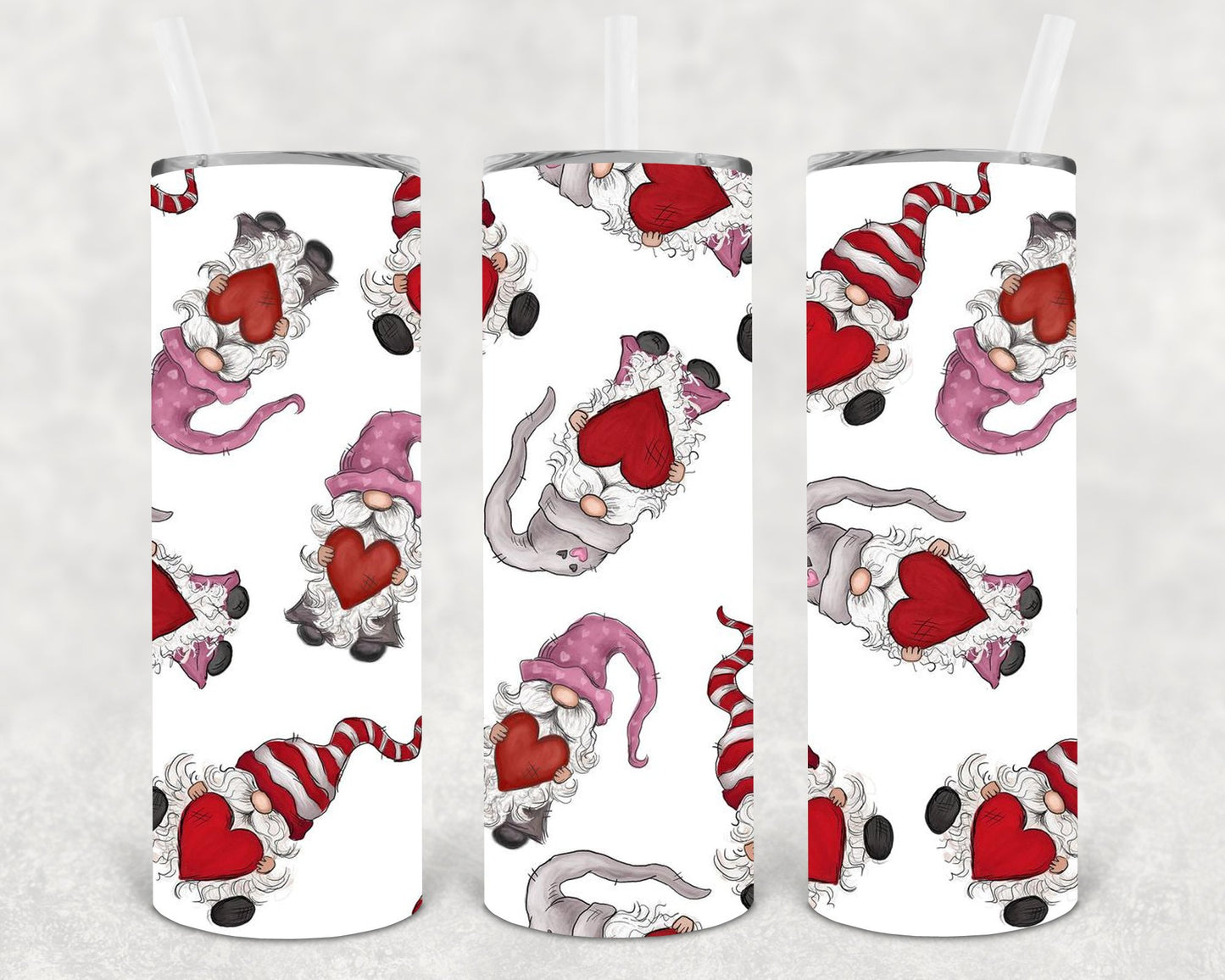 Valentine Gnomes 20 Oz Skinny Tumbler