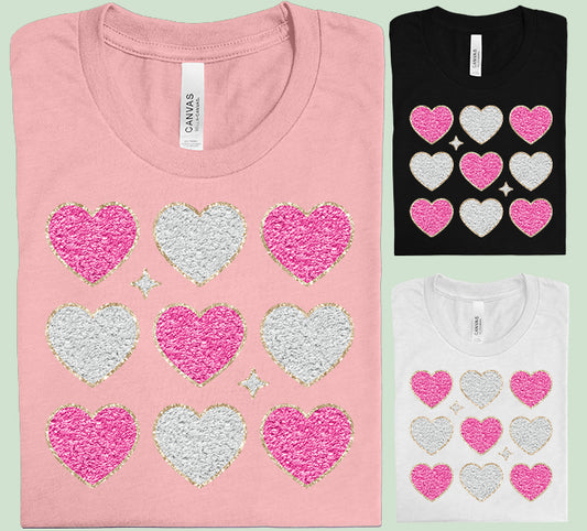 Faux Chenille Hearts Graphic Tee