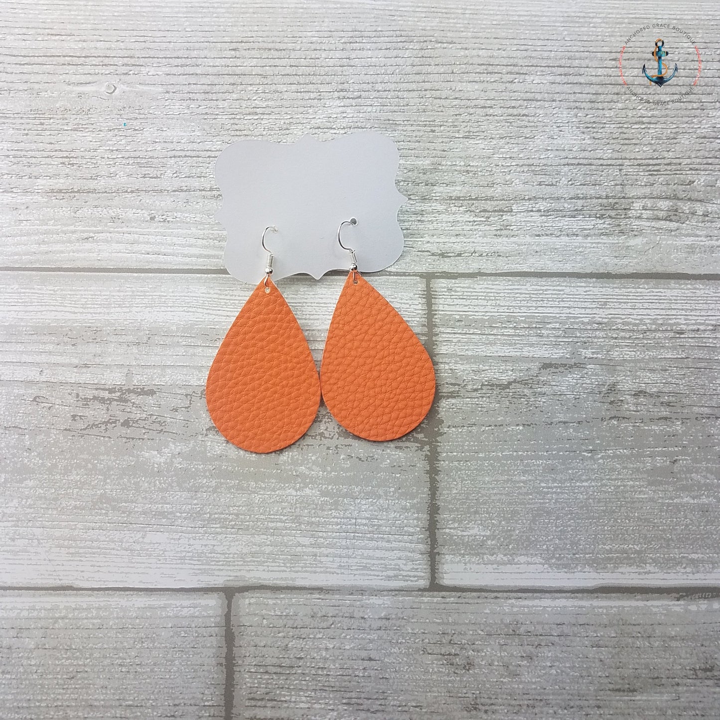 Orange Leather Drop Earrings