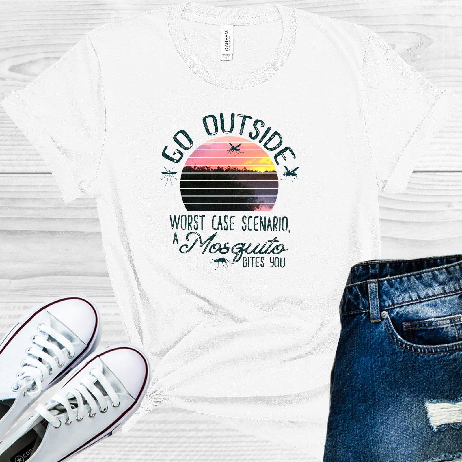 Go Outside Worst Case Scenario A Mosquito Bites You Graphic Tee Graphic Tee