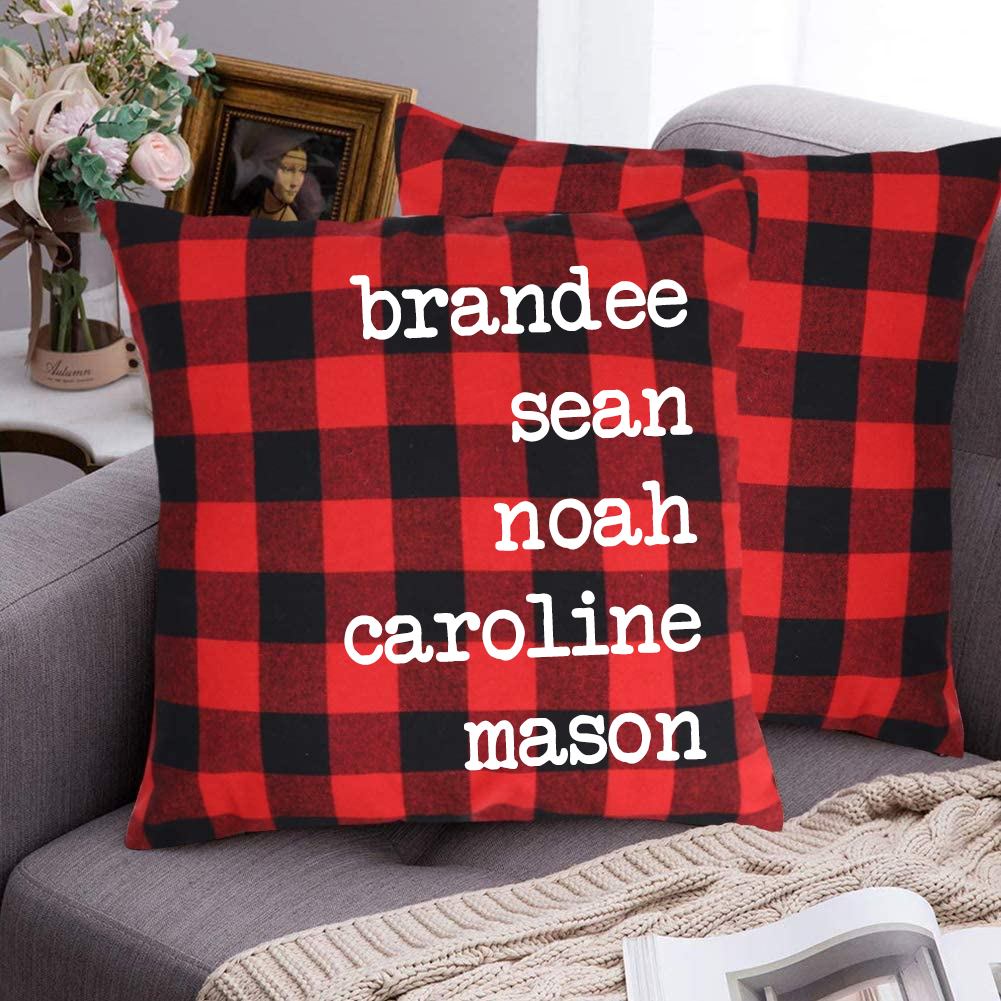 Buffalo Plaid Family Pillow Cover With Type Style Font