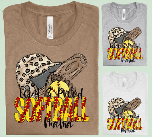 Loud And Proud Softball Mama Graphic Tee Graphic Tee