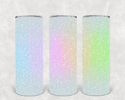 Rainbow Glitter 20 Oz Skinny Tumbler