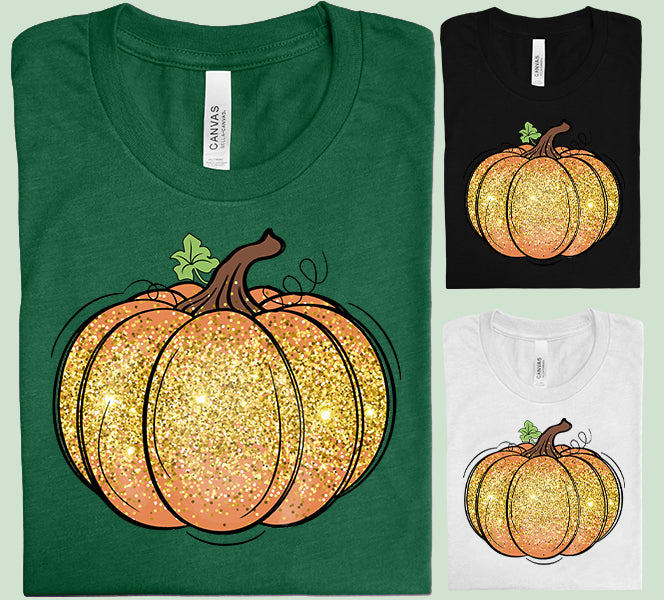 Faux Glitter Pumpkin Graphic Tee