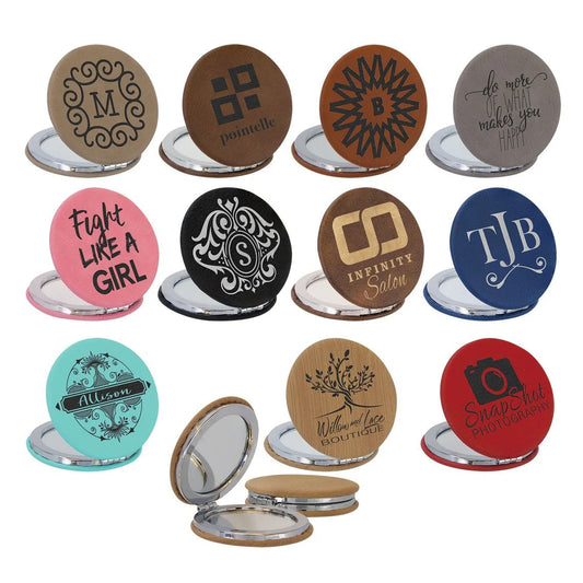 Customized Engraved Compact Mirror Handbags Wallets & Cases
