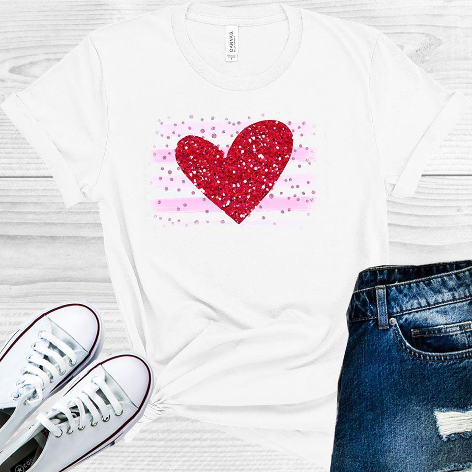 Red And Pink Glitter Heart Graphic Tee Graphic Tee
