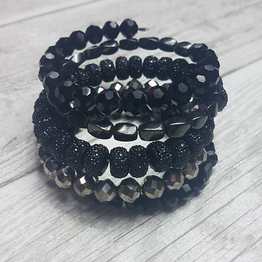 Sugar Stack Wrap Bracelet - Black And Silver Bracelet