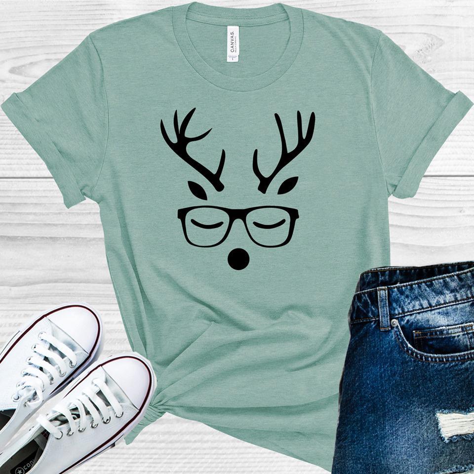 Reindeer In Glasses Graphic Tee Graphic Tee