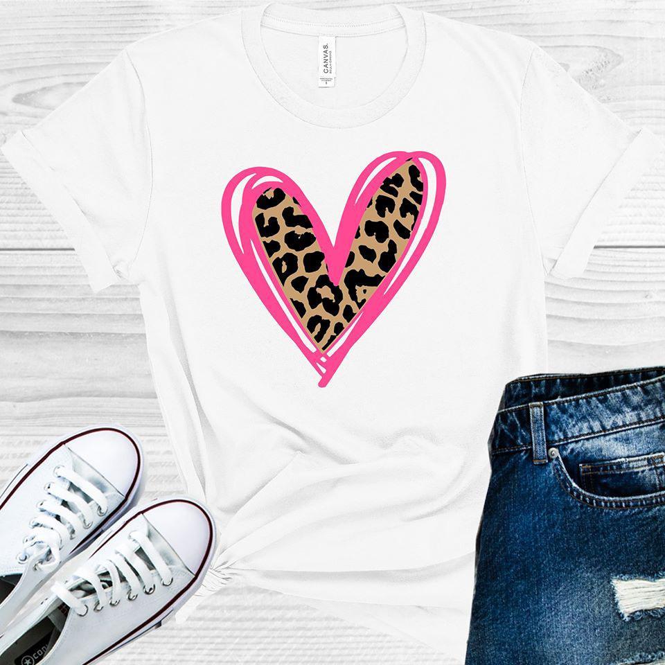 Pink Leopard Heart Valentines Day Graphic Tee Graphic Tee