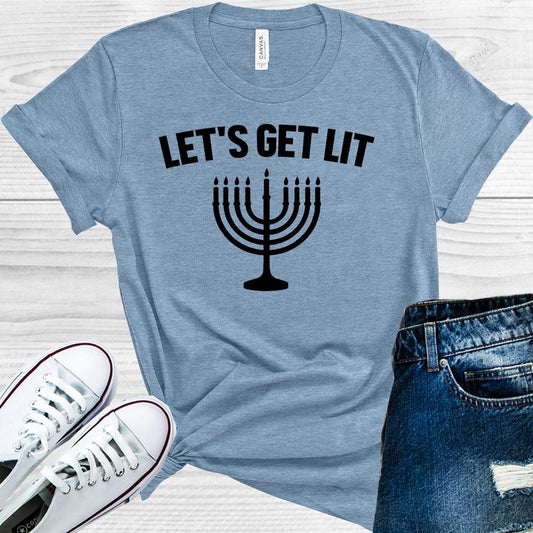 Lets Get Lit Hanukkah Graphic Tee Graphic Tee