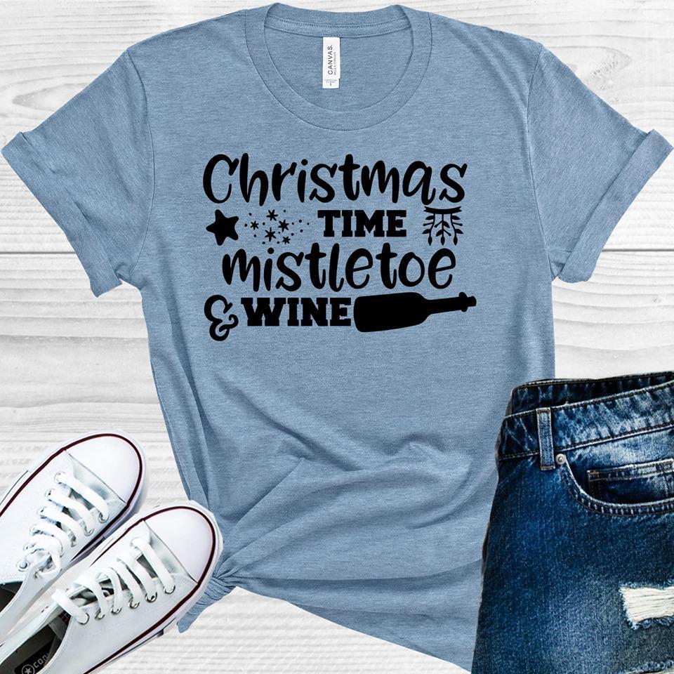 Christmas Time Mistletoe & Wine Graphic Tee Graphic Tee