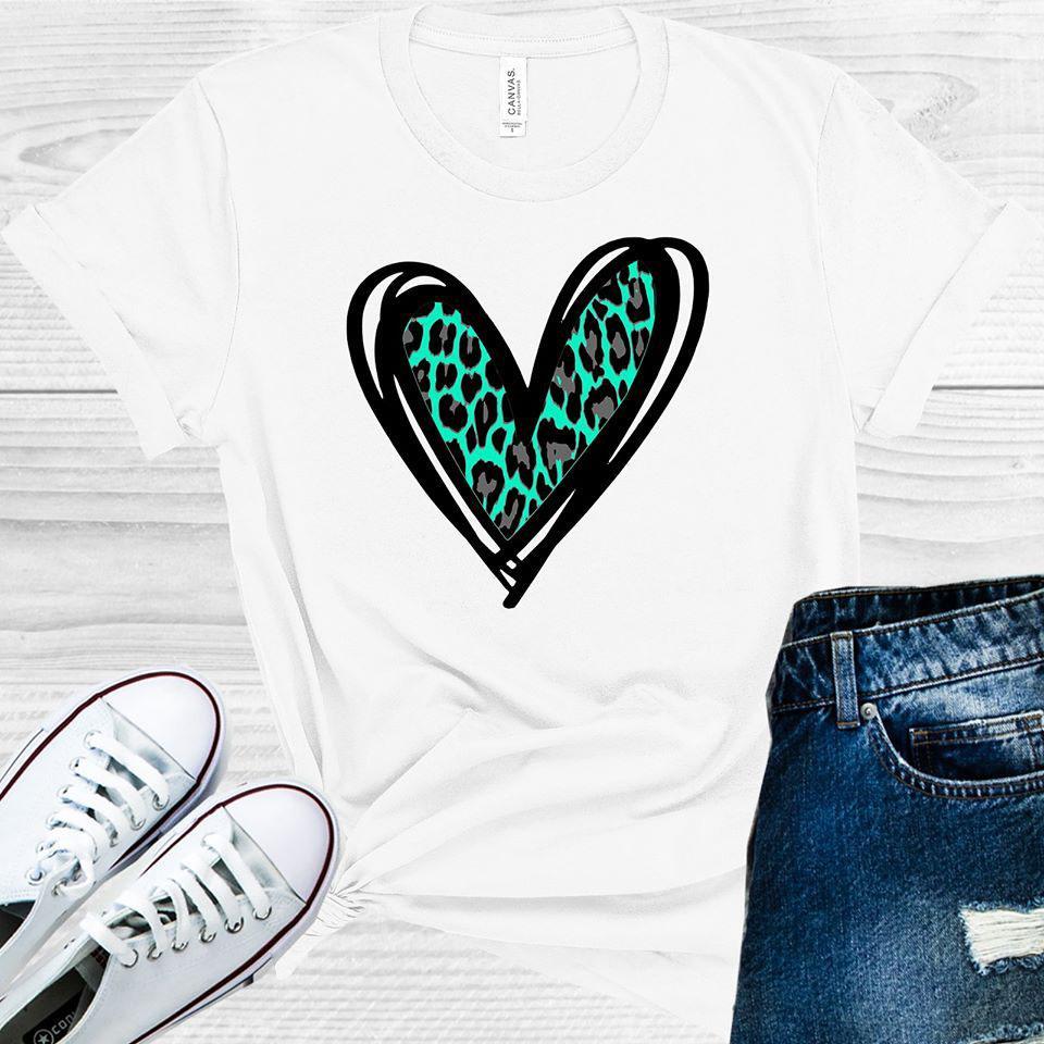 Turquoise Leopard Heart Valentines Day Graphic Tee Graphic Tee