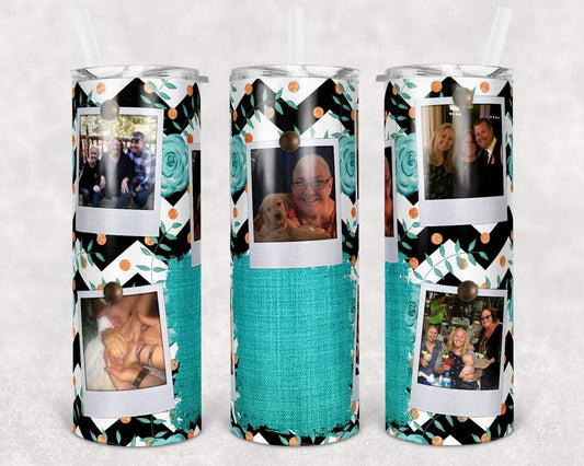 Photo Frame Teal And Orange 20 Oz Skinny Tumbler