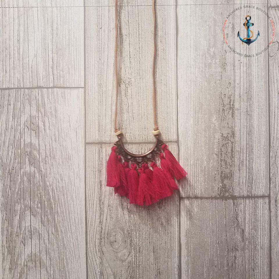 Tassel Necklace - Red