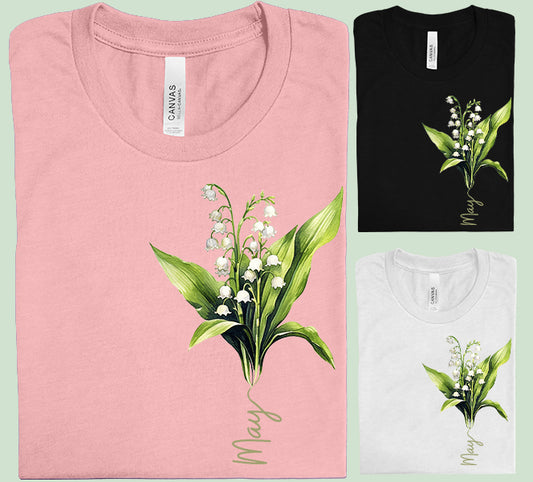 May Birth Flower Graphic Tee