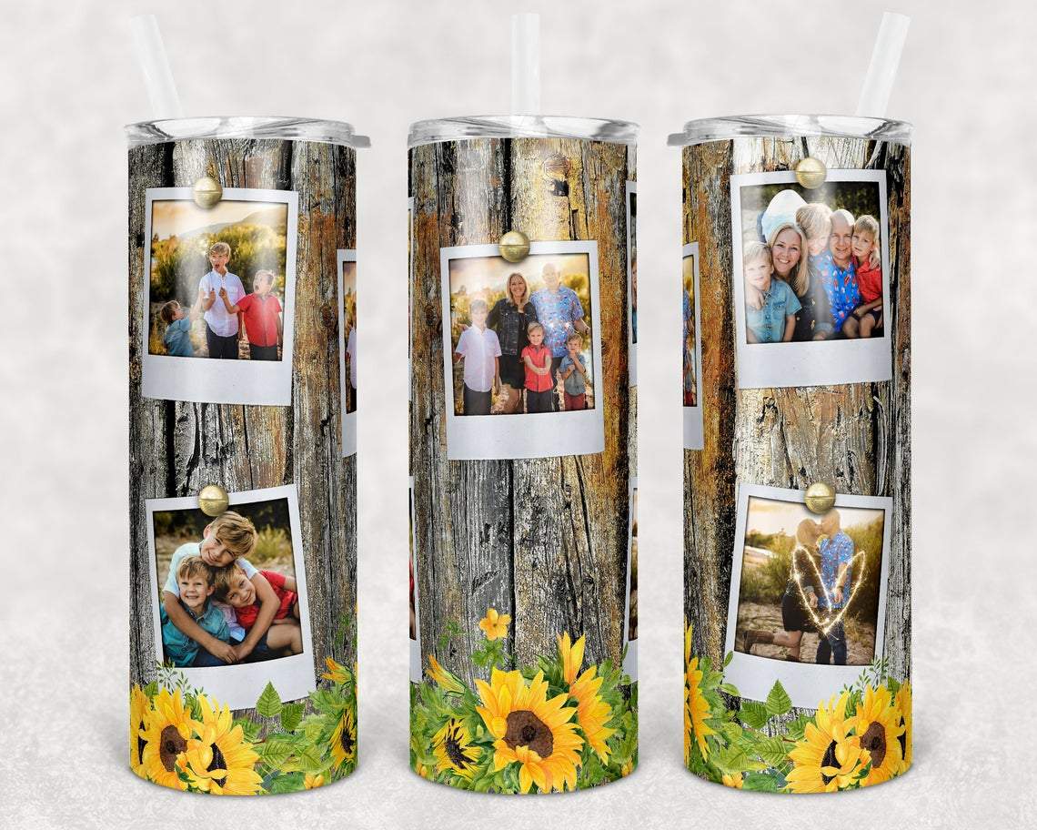 Photo Frame Sunflowers 20 Oz Skinny Tumbler