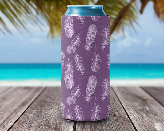 Can Cooler - Purple Feathers