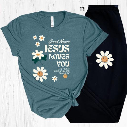 Good News Jesus Loves You Graphic Tee Graphic Tee