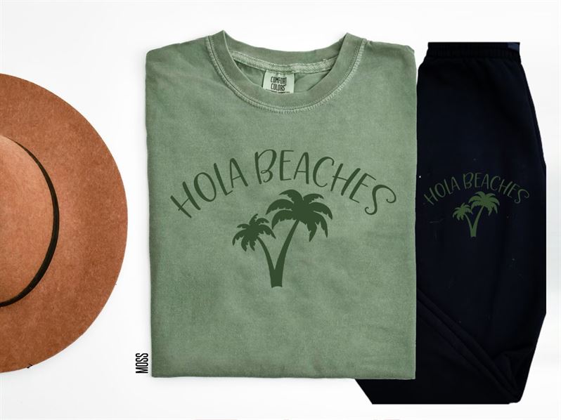 Hola Beaches (Moss Monochromatic) Graphic Tee Graphic Tee