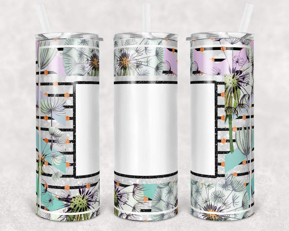 Photo Frame Floral And Stripes 20 Oz Skinny Tumbler