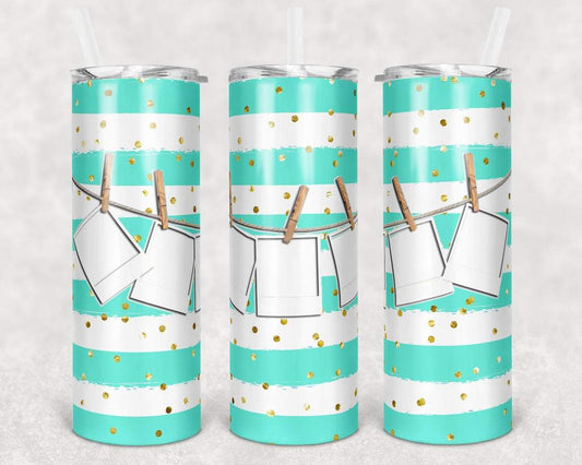 Photo Frame Teal Clothesline 20 Oz Skinny Tumbler