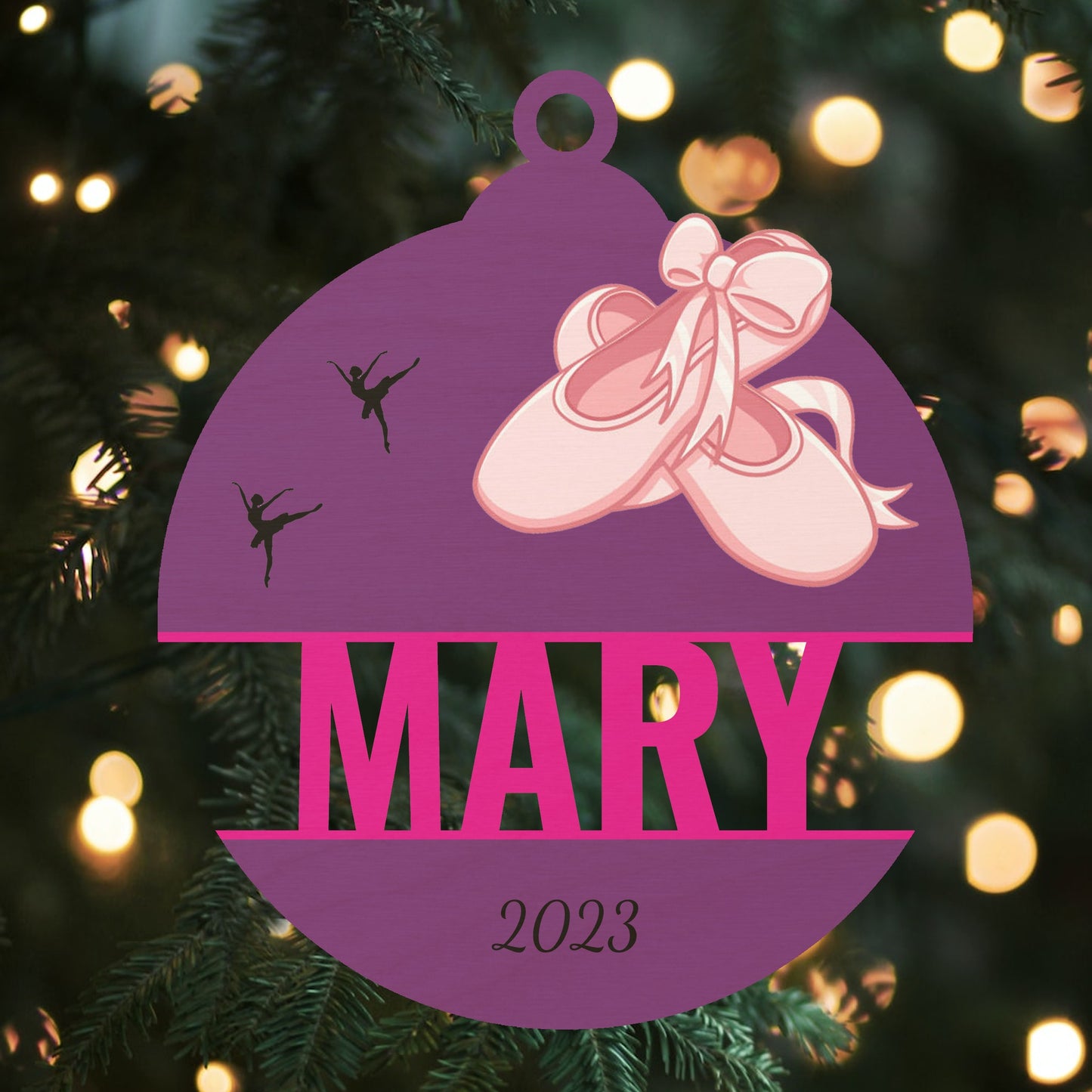 Custom Wood Ornament with Name - Ballet