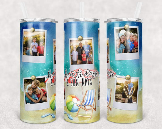 Photo Frame Beach Days & Sun Rays 20 Oz Skinny Tumbler