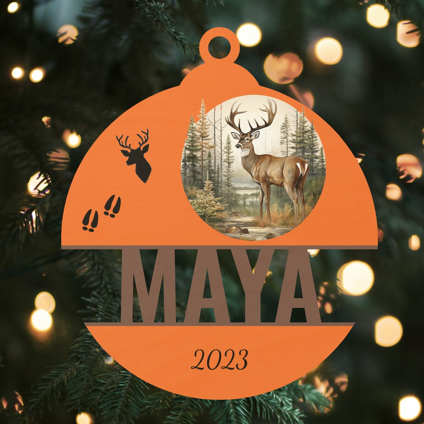 Custom Wood Ornament with Name - Hunting