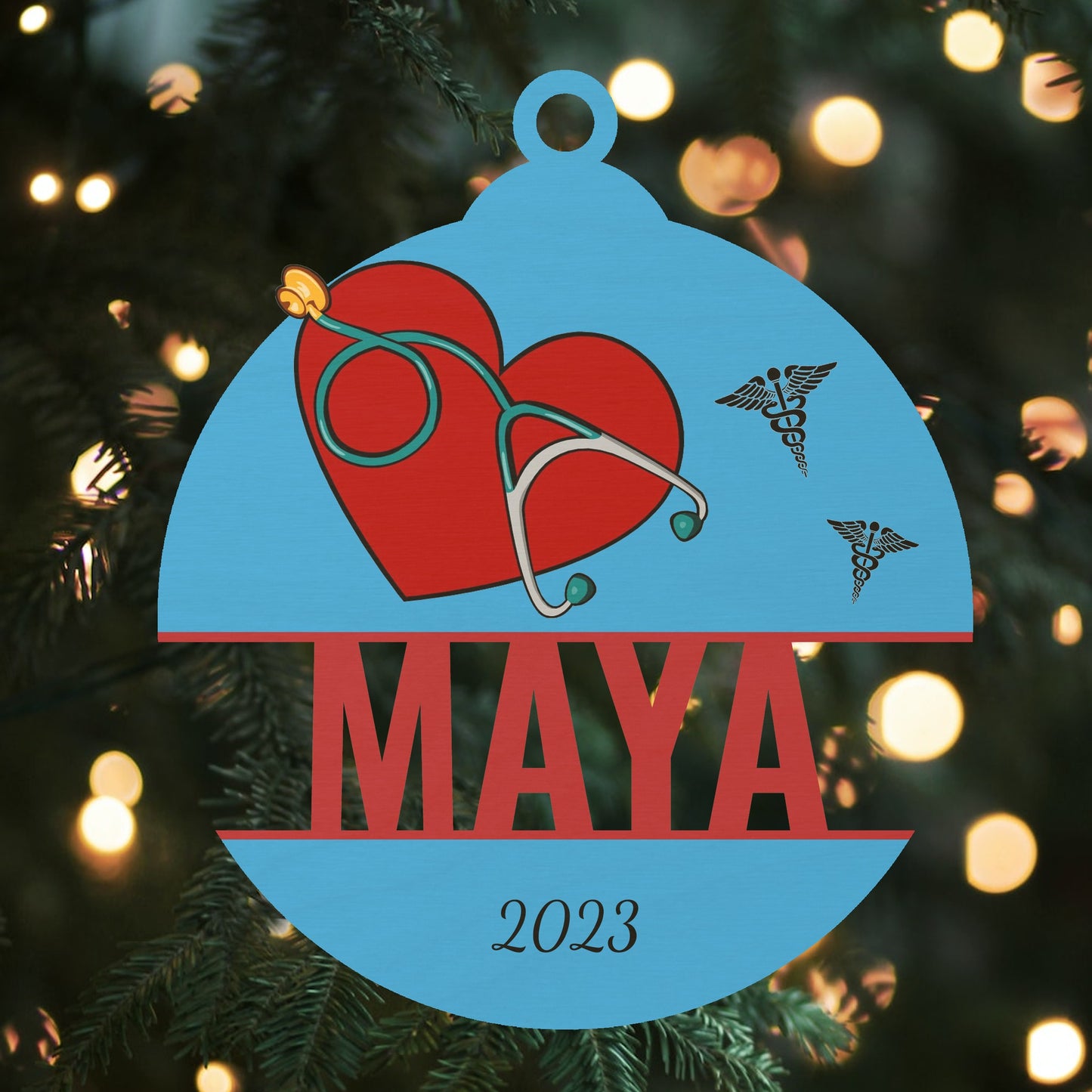Custom Wood Ornament with Name - Nurse