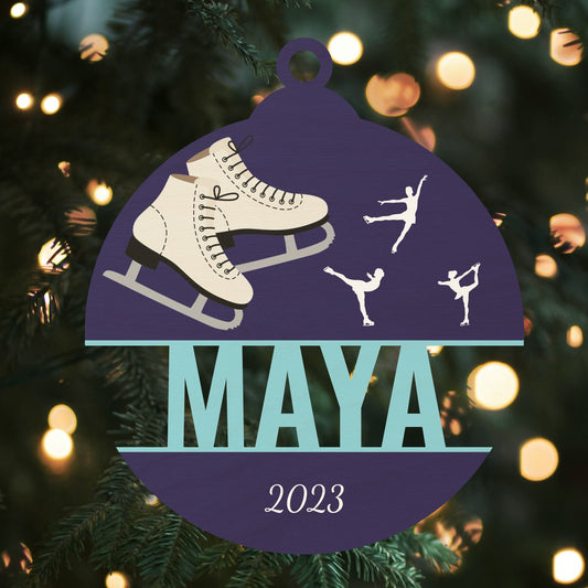 Custom Wood Ornament with Name - Figure Skating