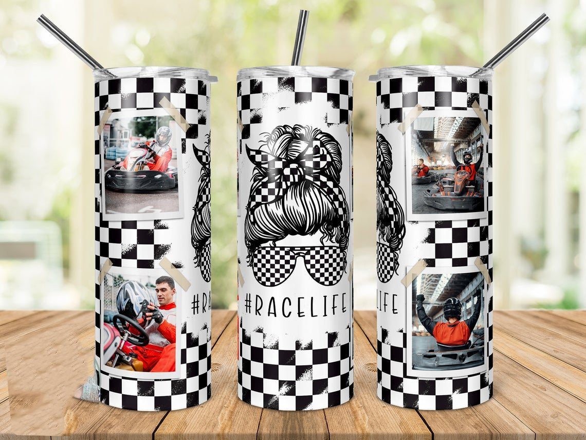 Photo Frame #racelife 20 Oz Skinny Tumbler